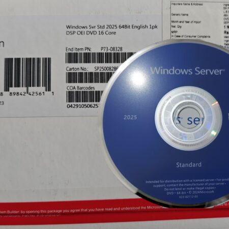 Windows Server 2025 Standard 64Bit 16 Core OEM Pack With Installation Dvd & Licence Key