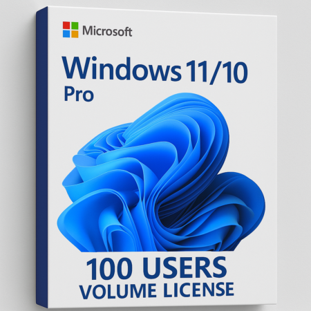 Windows 10/11 Pro 100 Users MAK Volume License lifetime validity